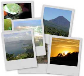 Collage de El Salvador (Torogoz, Volcán de Izalgo, Lago de Coatepeque, Atardecer en el Litoral)